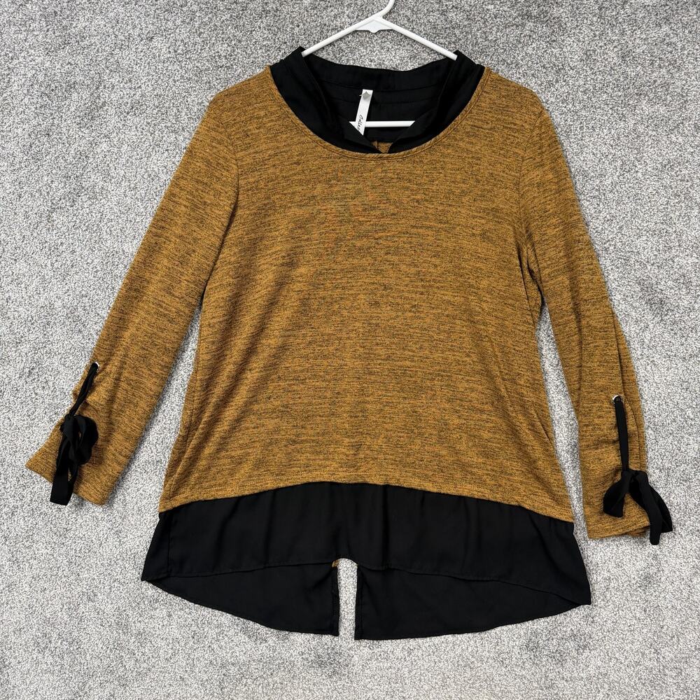 NY Collection Tunic Top Medium Burnt Orange Classic Office Chic Indie Layering